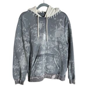 H&M Divided Men’s M Gray Acid Wash Hoodie Sweatshirt roe. Patch Streetwear
